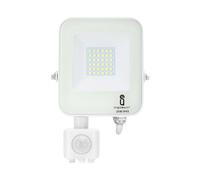 Glowster Foco LED de 20W con sensor, 4000K, acabado de fundición: ideal para iluminación exterior y seguridad en espacios abiertos.