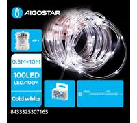 Glowster Guirnalda de luces de tubo de Φ5 mm, blanco frío, 10 m, pilas 3AA, ideal para decoración y ambientación de eventos.