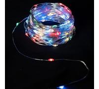 Glowster Guirnalda de luces LED RGBY de 2 m con alambre de cobre y pilas de botón; ideal para decoraciones festivas y ambientes acogedores.