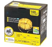 Glowster Guirnalda de luces solares, tubo de Φ5mm, blanco cálido, 2m+10m, ideal para decoración exterior y crear ambientes acogedores.