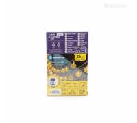Glowster Guirnalda de luces tipo burbuja, pilas 3AA, blanco cálido, 2,5 m, ideal para decorar interiores y exteriores en fiestas y eventos.