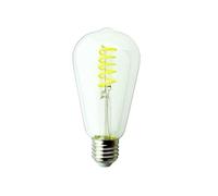 Glowster Lámpara LED amarilla E27 4W, filamento rizado, 180º, 230V - ideal para decoración y ambientes cálidos.