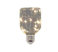 Glowster Lámpara LED E27 0.5W con hilo luminoso blanco cálido, ideal para decoración de guirnaldas y ambientes acogedores.
