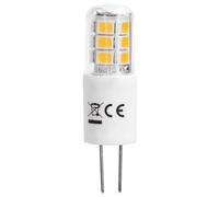 Glowster Lámpara LED G4 2W, luz cálida, bajo consumo, larga vida útil, ideal para iluminación decorativa y de ambiente en estanterías y vitrinas.