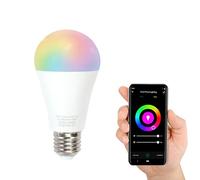 Glowster Lámpara LED inteligente A60 WiFi RGB+CCT, regulable, controlable a distancia, ideal para ambientar espacios y crear atmósferas personalizadas.