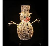 glowster Muñeco de Nieve acrílico de 60 cm, bajo Voltaje y luz Blanca cálida, Decorar Interiores y Exteriores en Navidad y festividades.