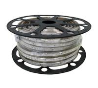 Glowster Tira LED azul de alto voltaje 50m y 10mm de ancho, ideal para iluminación decorativa y efectos atmosféricos.
