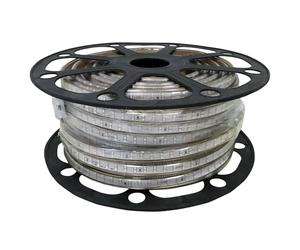 Glowster Tira LED azul de alto voltaje 50m y 10mm de ancho, ideal para iluminación decorativa y efectos atmosféricos.