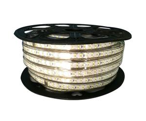 Glowster Tira LED de alto voltaje blanca 50m, 8mm, para iluminación decorativa y funcional en interiores y exteriores.