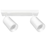 Glowster Tubo LED direccionable blanco con 2 bases GU10 y aros dorados intercambiables, ideal para iluminación decorativa y ambiental.