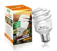 GlowUp 9W Bombilla Reptiles UVA UVB 5.0 E27 bombilla uva uvb tortuga AC220-240V uvb 5.0 bombilla fluorescente para acuario, recipiente de cristal, comedero, tortuga, serpiente, lagarto, etc (1Pcs)