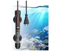 GlowUp Calentador de Acuario Sumergible 50W Calentador de Acuario de Temperatura Ajustable, con Ventosa, Termómetro Incorporado Controlador de Temperatura Exterior para Pecera para Acuario 20L-60L