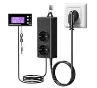 GlowUp Enchufe con Termostato, Termostato Digital para Reptiles Controlador de Temperatura con Temporizador, Regulador de Temperatura de Calefacción/Refrigeración para Acuario, Invernadero, Reptil