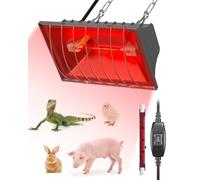 GlowUp Lampara Calor Pollitos 275W, Incluye 1x 175W Bombilla de Calor Infrarroja, Lámpara Calor de Aves de Corral para Cachorros, Pollo Broder, Pato, Cerdos, Corderos (Gris)