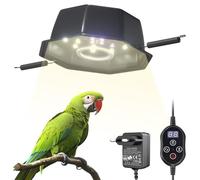 GlowUp Lámpara para Aves UVB 2.4 10W, Luz LED de Espectro Completo para Aves con Cable Resistente a Mordeduras, Dispositivo Octogonal Regulable para Jaula con Enchufe EU para Loros, Cacatúas