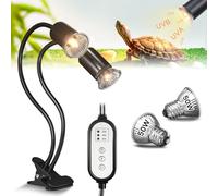 GlowUp Lampara Tortuga de Tierra con Temporizador, Lampara de Calor para Tortugas, control independiente, 360° para tortugas, dragones barbudos y lagartos, Incluye 2 bombillas UVA/UVB de 50W
