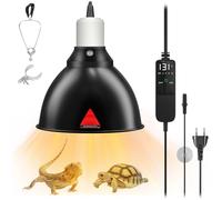 GlowUp Terrario Reptiles Lámpara para Tortuga con Termostato y Temporizador, E27 Lámpara de Reptiles y Anfibios Reptile Dome de 300W para Tortugas, Lagartos y Dragones Barbudos (Bombilla no Incluida)