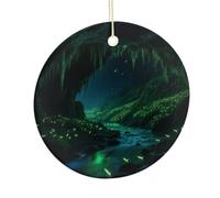 Glowworm - Adornos de Navidad redondos de cerámica de 7.3 cm, regalos de agradecimiento para oficina, habitación, hogar, ideas de regalo de vacaciones