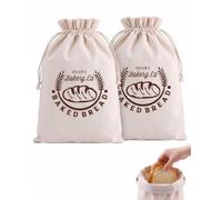 GLPRKOW Bolsa para pan reutilizable set de 2 con cordón ajustable, funda aislante, ideal para bollos y masa madre ecológica lavable