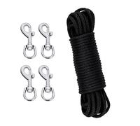 GLQ Corda 20m,Cuerda Trenzada con Mosqueton,Nylon 6mm para Cuerda Marinera,Corda para Estendal Ropa,Cordón para Toldo,Cuerda de Camping