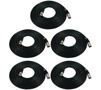 GLS Audio 25 Ft micrófono Cable Patch Cords - XLR macho a XLR hembra negro micrófono Cables - 25 'equilibrado Mike Snake Cable - 5 Pack