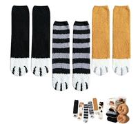 GLSAYZU Cute Cat Claw Socks, Cat Paw Socks Cat Socks Women Fuzzy Socks Cozy Soft Fluffy Cute Animal Slipper Socks (3pair-A,One Size)