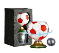 GLSAYZU Soccer Ball Shaped Rotating Drinking Glass Cup, 10oz/300ml Soccer Trophy Beer Glass with Gold Base, Soccers Theme Glasses for Beverages, for Soccers Lover, Game Day, Sports Fan Gift (Red)