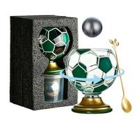 GLSAYZU Soccer Ball Shaped Rotating Whisky Glass with Gold Base, Soccer Trophy Beer Glass, Unique Soccers Drinking Game Accessories for SoccerLover,SoccerFan Gifts, 10oz/300ml (Green)