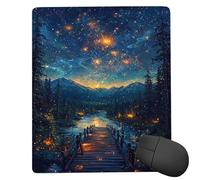 Glslmznq Alfombrilla de Ratón para Juegos Bordes Cosidos, Estrellas Alfombrilla Ratón Pequeña 260 x 210 mm con Base de Goma Natural Antideslizante para Jugadores/Escritorio/Oficina/Hogar X-876