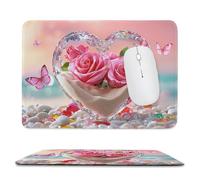 Glslmznq Alfombrilla de Ratón para Juegos Bordes Cosidos, Rosas de Amor Alfombrilla Ratón Pequeña 320 x 260 mm con Base de Goma Natural Antideslizante para Jugadores/Escritorio/Oficina/Hogar X-7