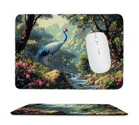 Glslmznq Alfombrilla de Ratón Pequeña 34 x 28 cm - Grulla Inmortal del Bosque Mousepad, Alfombrilla Ratón Impermeable - Oficina Gaming Accesorios con Bordes Cosidos, Base de Goma Antideslizante C-721