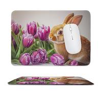 Glslmznq Alfombrilla de Ratón Pequeña 42 x 35 cm - Conejo Tulip Mousepad, Alfombrilla Ratón Impermeable - Gaming Accesorios con Bordes Cosidos, Base de Goma Antideslizante, Oficina Accesorios C-970