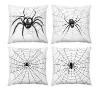 Glslmznq Fundas Cojines 80 x 80 Juego de 4 Fundas de Cojín de Lino Cojines de Sofá Modernos araña Funda Cojin de Sofá de Dormitorio Funda de Almohada para Exteriores Cuadrado Decorativos Pillow a-687