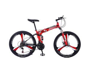 GLSQBVRP Bicicleta De Montaña Plegable De 24" Y 26" con Doble Suspensión Y 21 Velocidades, Cuadro De Acero De Alto Carbono, Ideal para Adultos, Hombres, Mujeres Y Adolescentes D,26 Inch