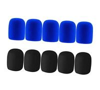 GLSTOY 10piezas Cubiertas De Micrófono Funda Antiviento Reutilizable Para Micrófonos Ktv Grabaciones y Conferencias Protección Efectiva y Lavable Negras Azules