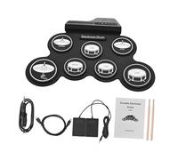 GLSTOY 1juego Batería Electrónica Portátil Kit De Tambor Enrollable Auriculares y Pedales Para Práctica Silenciosa y Principiantes Sonido Realista y Metronomo Incorporado