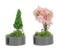 GLSTOY 2 Piezas de Árboles en Miniatura para Proyectos de Jardines de Hadas, Modelos de Arquitectura, Decoración de Flores de Cerezo y Pinos en Verde Oscuro para Terrarios y
