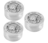GLSTOY 3piezas Caja De Almacenamiento De Cabello Fetal De Inoxidable Recuerdo Conmemorativo Para Bebés Diseño Portátil Patrón De Cuento Para Guardar El Primer Mechón De Cabello De Tu