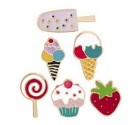 GLSTOY 6piezas Broche de Helado Piruleta Falsa de Fresa de Dibujos Animados Accesorio de Moda para Chaqueta Bolsa de Fiesta Decoración de Temporada