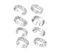 GLSTOY Anillos Dedos del Pie y Nudillos Abiertos Moda Cobre Chapado Plata Ajustables Mujer Diario