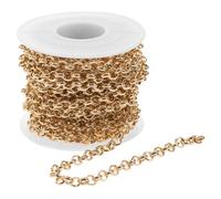 GLSTOY Cadena de Aluminio Dorada 5 Mm 5 Yardas por Rollo Cadena de Eslabones para Hacer Joyas y Bolsos Accesorio de Prenda DIY para Manualidades y Bisutería