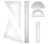 GLSTOY Conjunto de Geometría Material Ps Portátil y Resistente y Transportador 2 Unidades de Reglas Triangulares y Día del Maestro Adecuado para Temporada Escolar