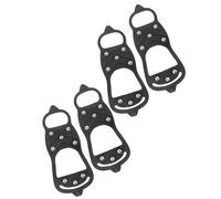 GLSTOY Crampones Antideslizantes para Zapatos Invierno 2 Pares Puntas Metálicas Negros Talla L, Tacos de Tracción para Nieve y Hielo para Senderismo, Escalada y Uso Diario en