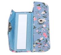 GLSTOY Estuche de Maquillaje Retro con Flores Bordadas y Espejo, Caja Portátil para Pintalabios Que Protege y Organiza Lápices Labiales con Diseño Elegante