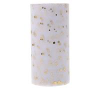 GLSTOY Falda de Mesa de Gasa Lentejuelas Blancas y Doradas 15 CM X 25 Yardas Decoración para Boda y Fiesta Adorno Ligero y Moderno para Eventos y Celebraciones