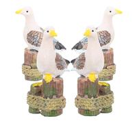 GLSTOY Figuras de Gaviota en Miniatura de Resina Pack de 4 para Decoración Náutica y Ambiente Mediterráneo para Estanterías y Casas de Muñecas