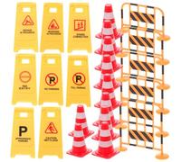 GLSTOY Juguetes de Señales de Tráfico para Educativo Conos Rojos Barreras Naranjas y Señales Inglés de Cognición y Coordinación para Educación Temprana
