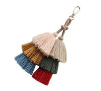 GLSTOY Llavero Borlas para Mujer, Colgante Tejido a Mano en Color Rosa, Decoración Bohemia para Bolso y Mochila, Accesorio Retro y Adorno Colgante Funcional, Obsequio Adecuado