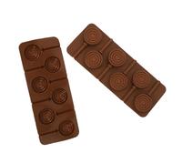 GLSTOY Moldes de Silicona para Piruletas 2 Piezas, Forma de Piruleta de Galleta, Resistentes y Seguros para Hornear, Color Chocolate, Uso Familiar y Profesional