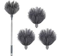 GLSTOY Plumero Telescópico para Telarañas con Palo Extensible, 3 Cabezales Intercambiables, Limpieza de Interiores y Exteriores, Alcance Largo para Techos Altos, Herramienta Ligera